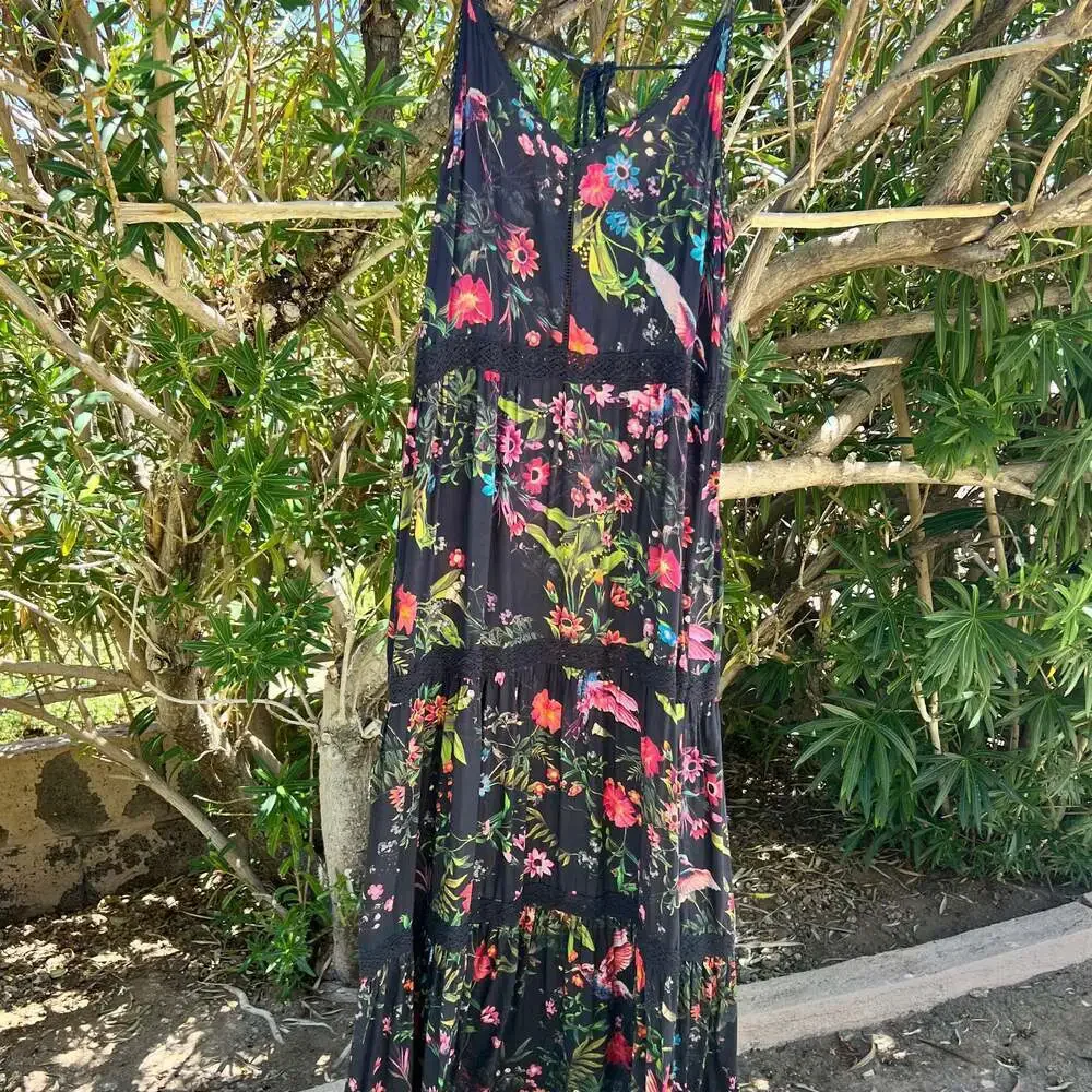 Next Beachwear Black and Floral Lace Dress - Maxi Size UK 10 - Picture 10 of 12